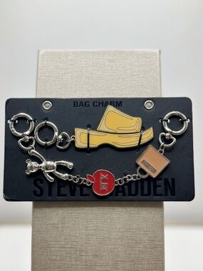 Steve Madden Yellow and Red Enamel Bag Charm Keychain